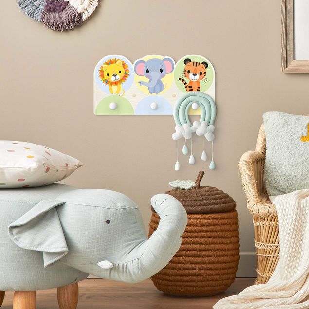 Wanddeko Babyzimmer Löwe Elefant Tiger