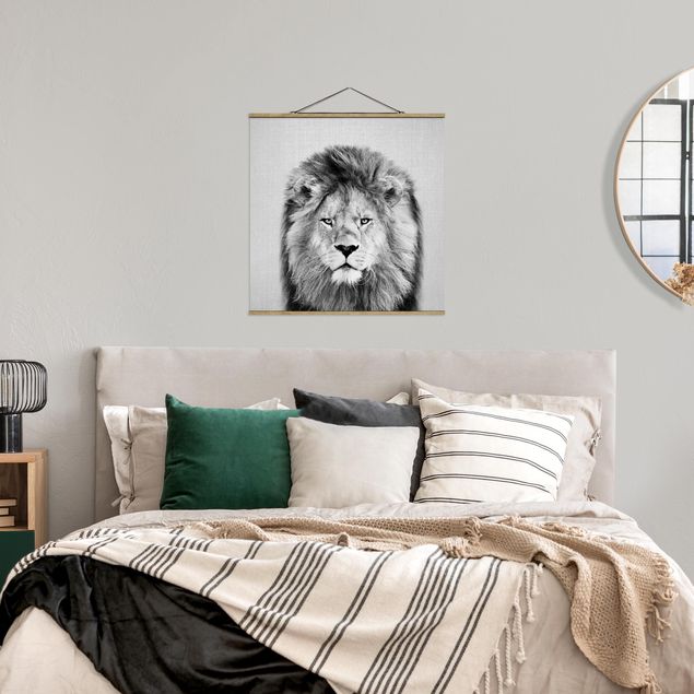 Wanddeko Wohnzimmer Löwe Linus Schwarz Weiß
