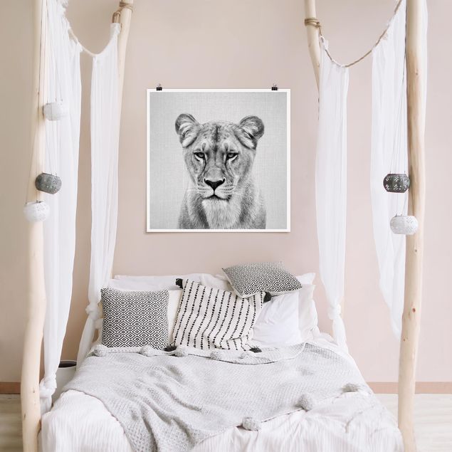 Wanddeko Schlafzimmer Löwin Lisa Schwarz Weiß