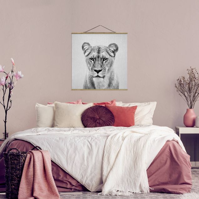 Wanddeko Wohnzimmer Löwin Lisa Schwarz Weiß