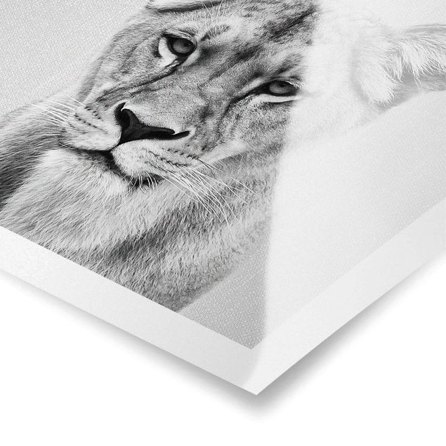 Wanddeko über Bett Löwin Lisa Schwarz Weiß