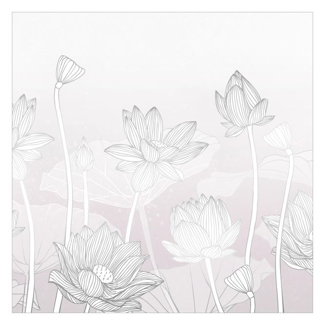 Wohndeko Rose Lotus Illustration Silber und Violett