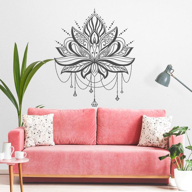 Wanddeko Schlafzimmer Lotus mit Ketten