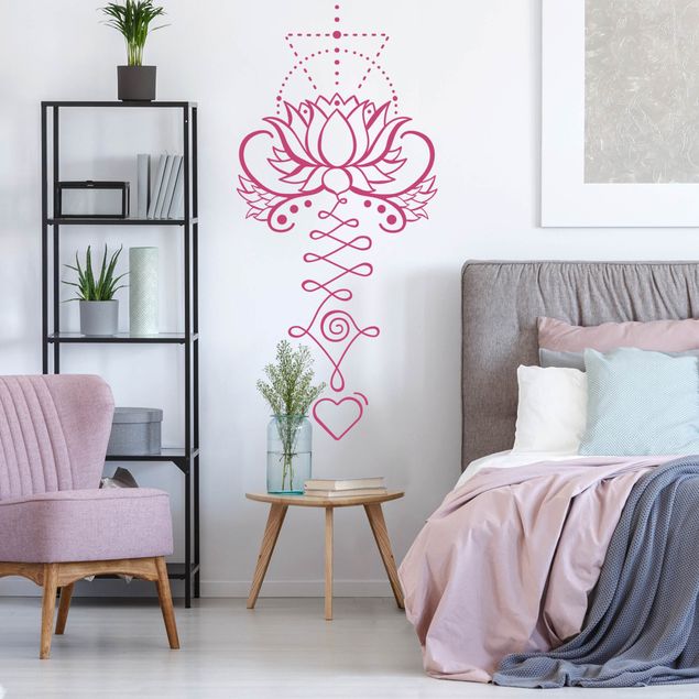 Wanddeko Schlafzimmer Lotus Unalome mit Herz