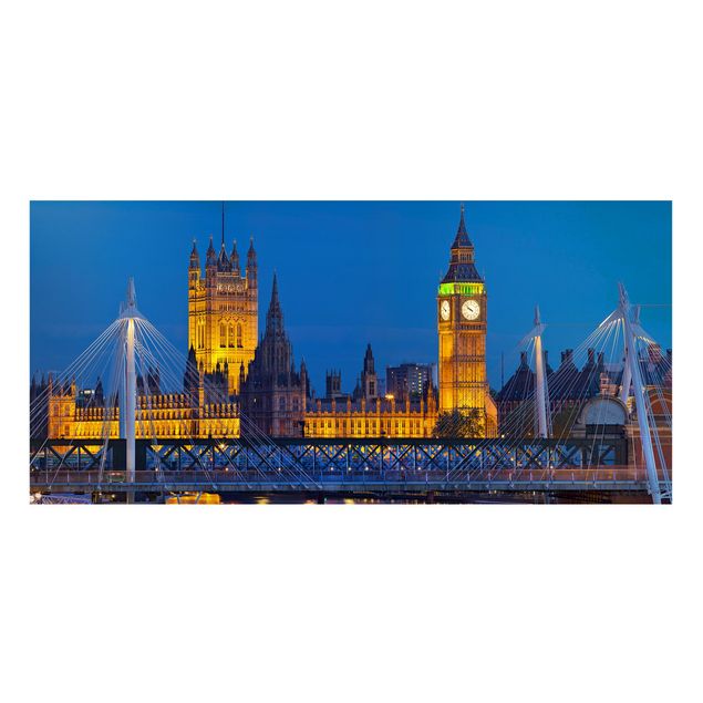 Wanddeko Flur Big Ben und Westminster Palace in London bei Nacht