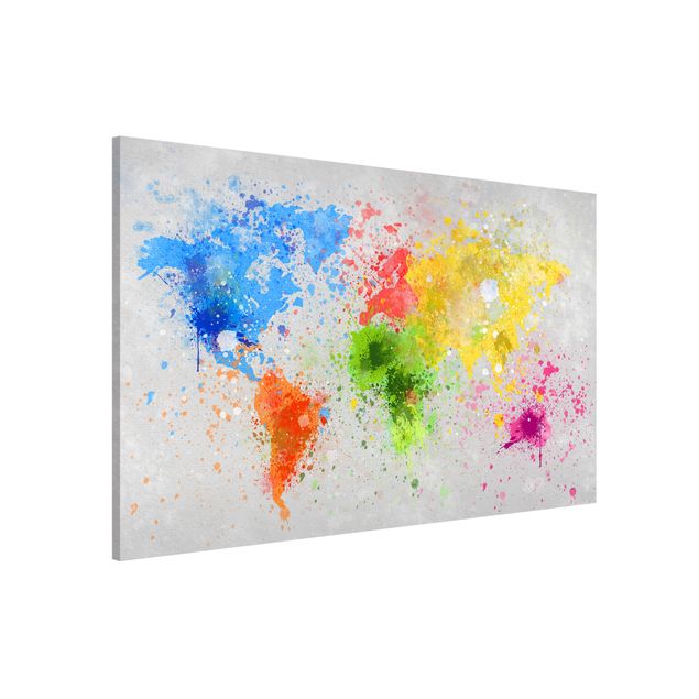 Wanddeko bunt Bunte Farbspritzer Weltkarte