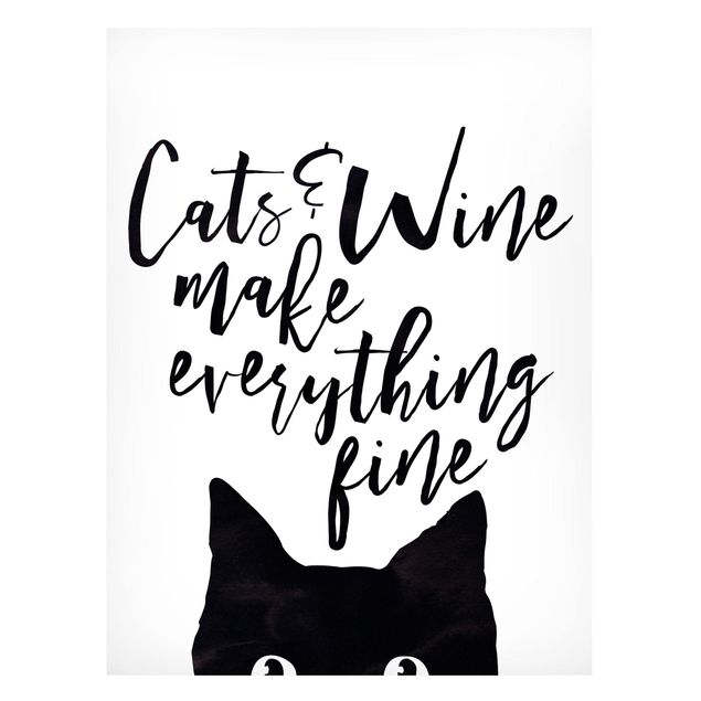 Wanddeko Esszimmer Cats and Wine make everything fine