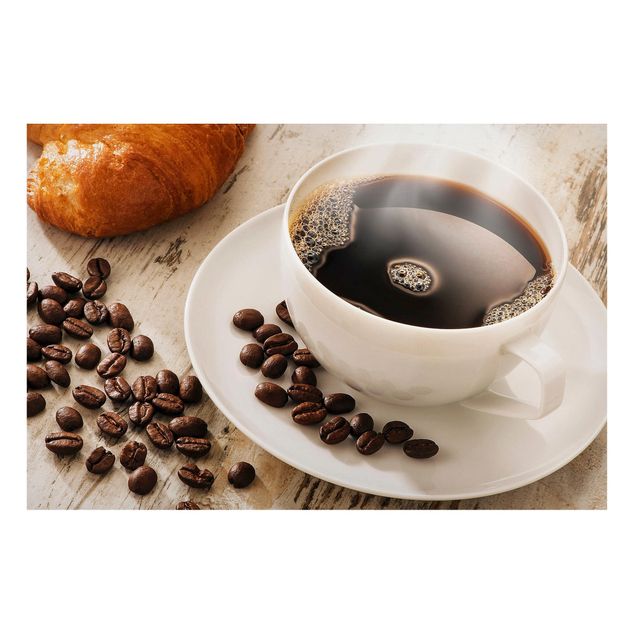 Wanddeko beige Dampfende Kaffeetasse mit Kaffeebohnen
