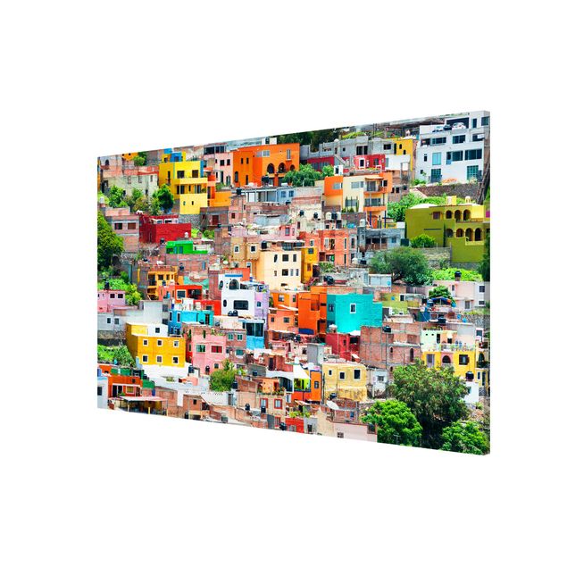 Wanddeko Esszimmer Farbige Häuserfront Guanajuato