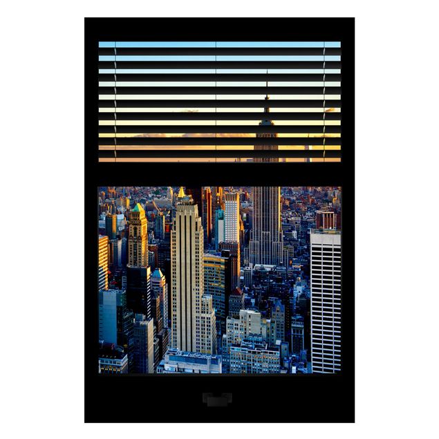 Wanddeko Flur Fensterausblick Jalousie - Sonnenaufgang New York
