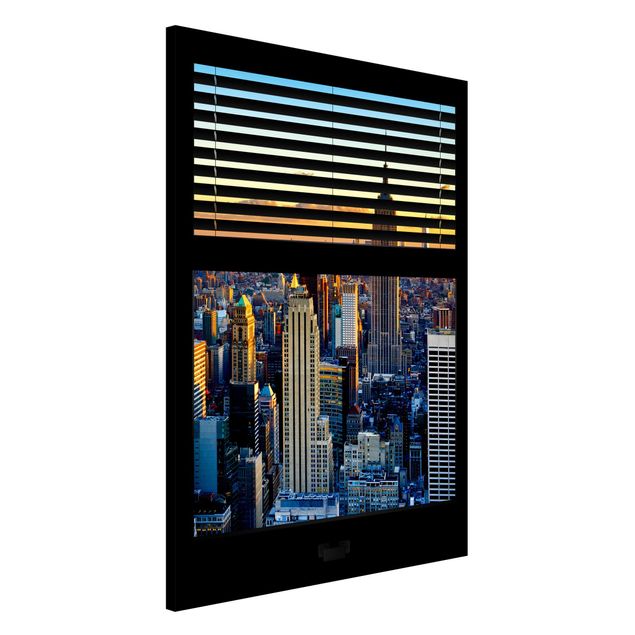 Wandbilder New York Fensterausblick Jalousie - Sonnenaufgang New York