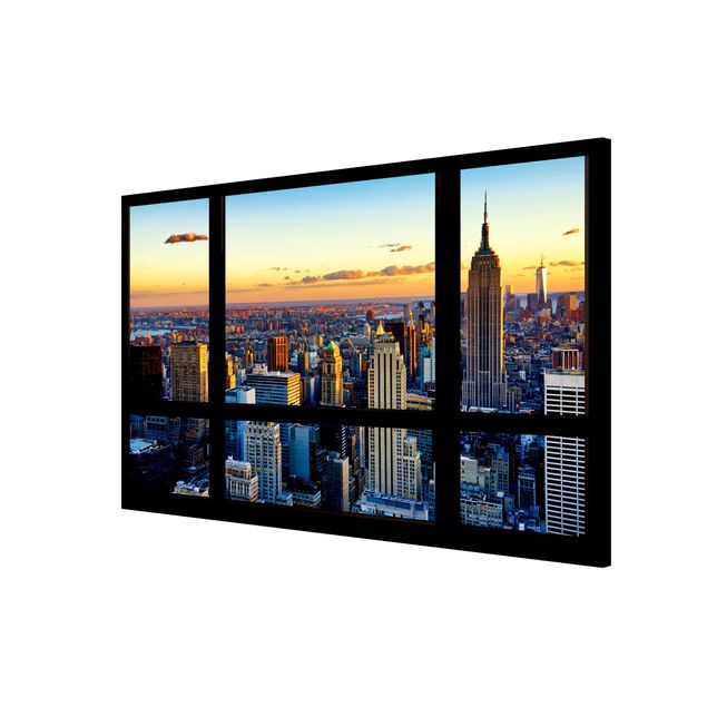 Wanddeko Flur Fensterausblick - Sonnenaufgang New York