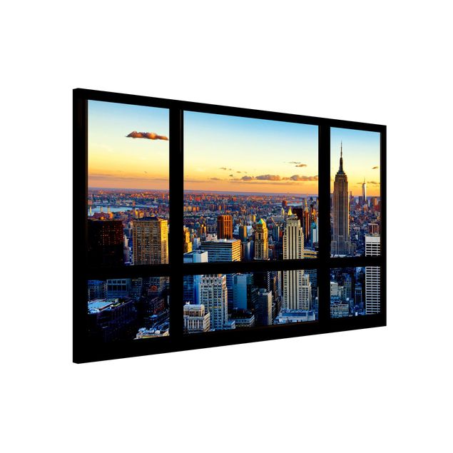 Wanddeko 3D Fensterausblick - Sonnenaufgang New York