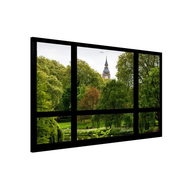 Wandbilder London Fensterblick über St. James Park auf Big Ben