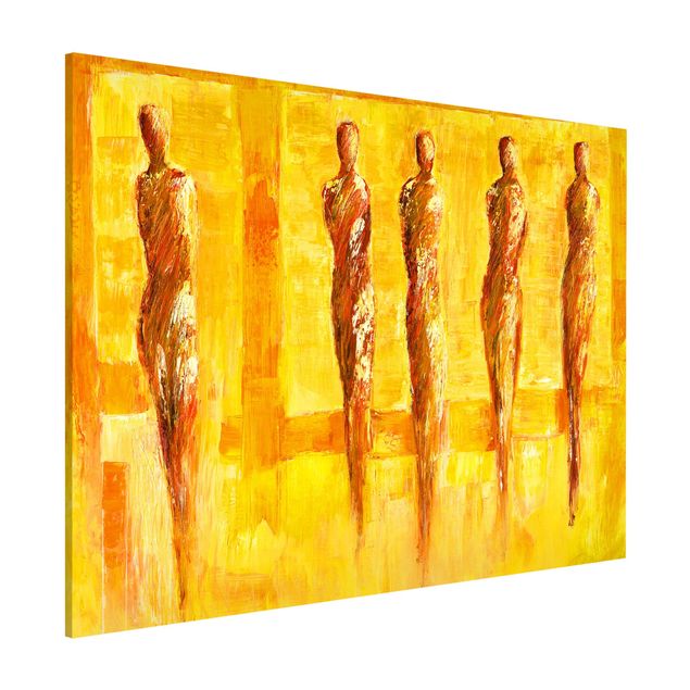 Wanddeko Flur Petra Schüßler - Fünf Figuren in Gelb