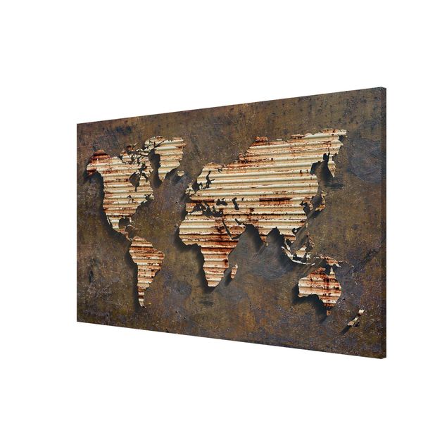 Wanddeko Büro Rost Weltkarte