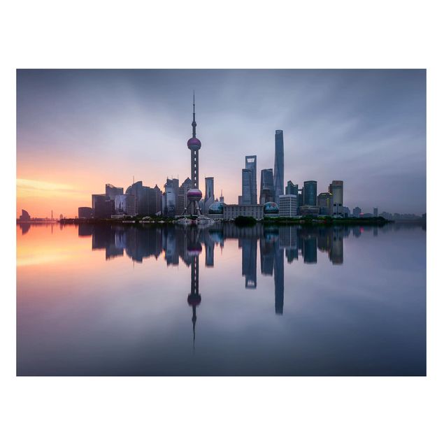 Wanddeko Architektur Shanghai Skyline Morgenstimmung