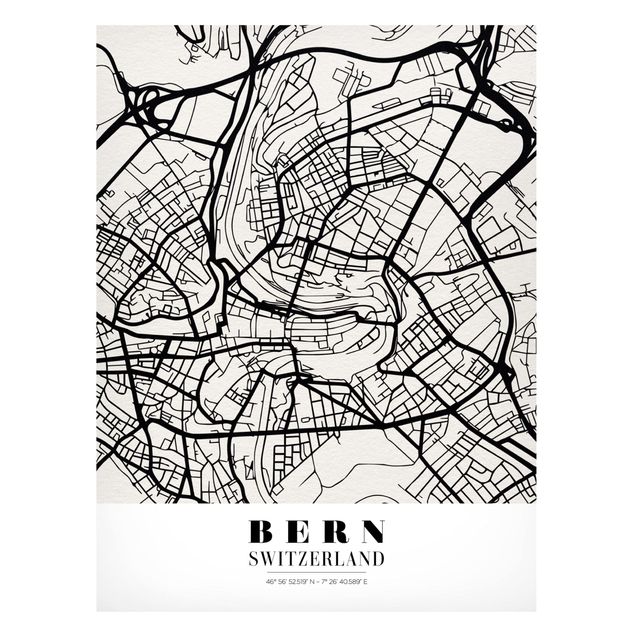 Wanddeko Esszimmer Stadtplan Bern - Klassik