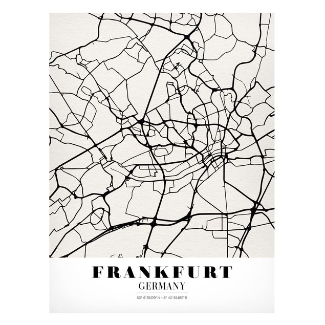 Wanddeko Esszimmer Stadtplan Frankfurt - Klassik