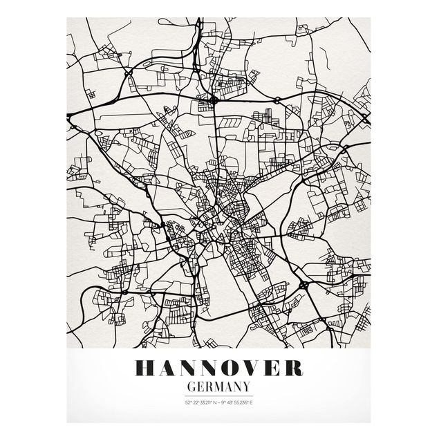 Wanddeko Esszimmer Stadtplan Hannover - Klassik