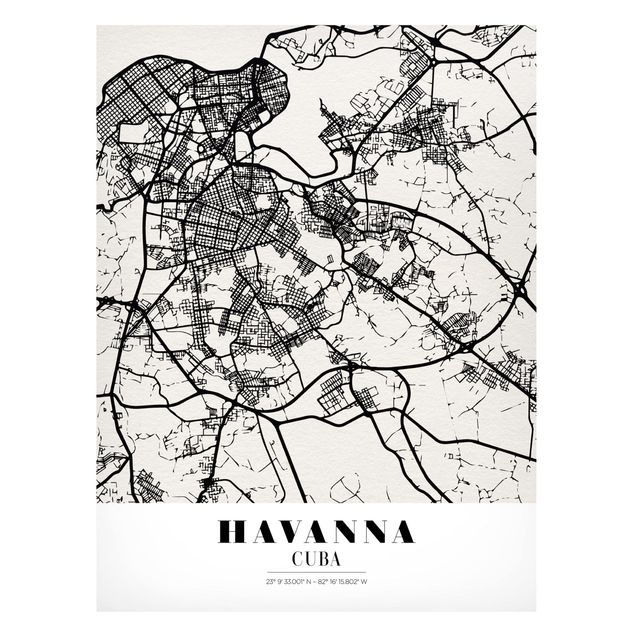 Wanddeko Esszimmer Stadtplan Havanna - Klassik