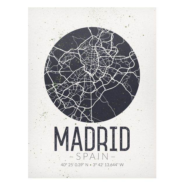 Wanddeko grau Stadtplan Madrid - Retro