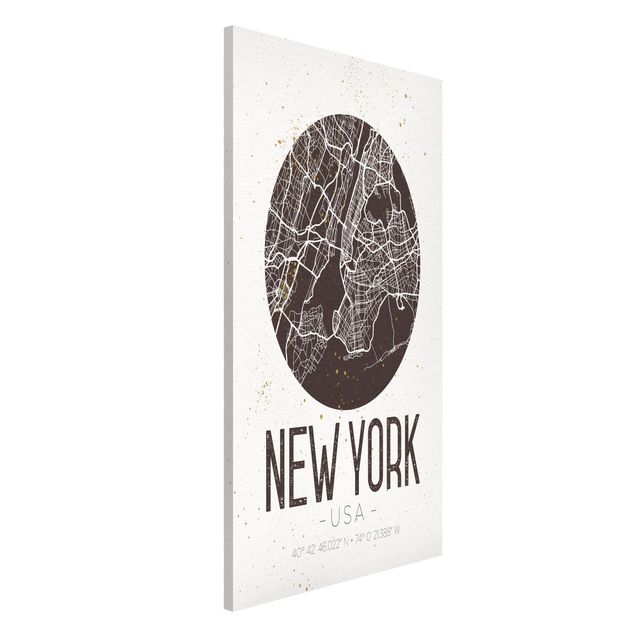 Wanddeko braun Stadtplan New York - Retro