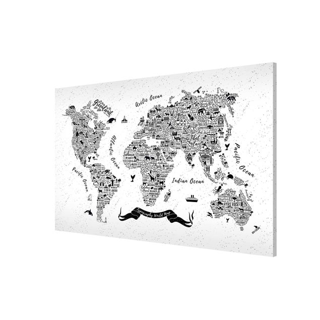 Wanddeko Mädchenzimmer Typografie Weltkarte weiß