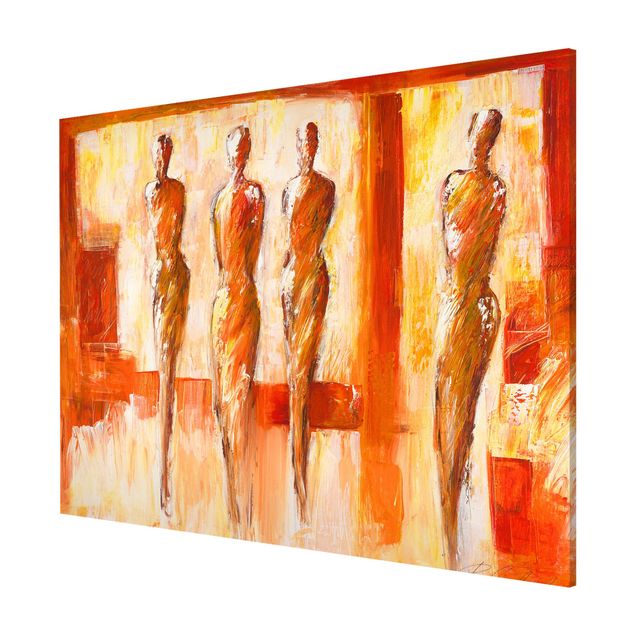 Wanddeko Büro Petra Schüßler - Vier Figuren in Orange