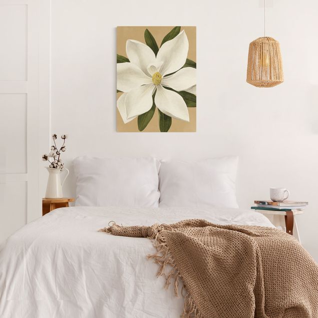 Wanddeko Schlafzimmer Magnolie auf Gold I