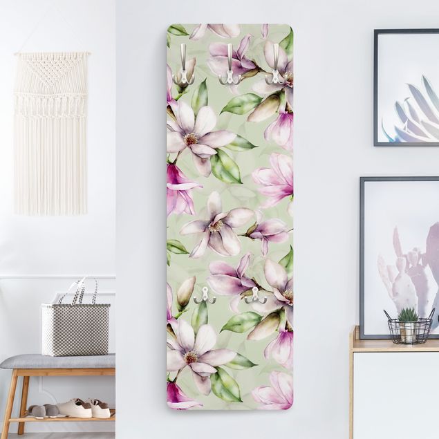 Wanddeko Schlafzimmer Magnolien Illustration auf Mint