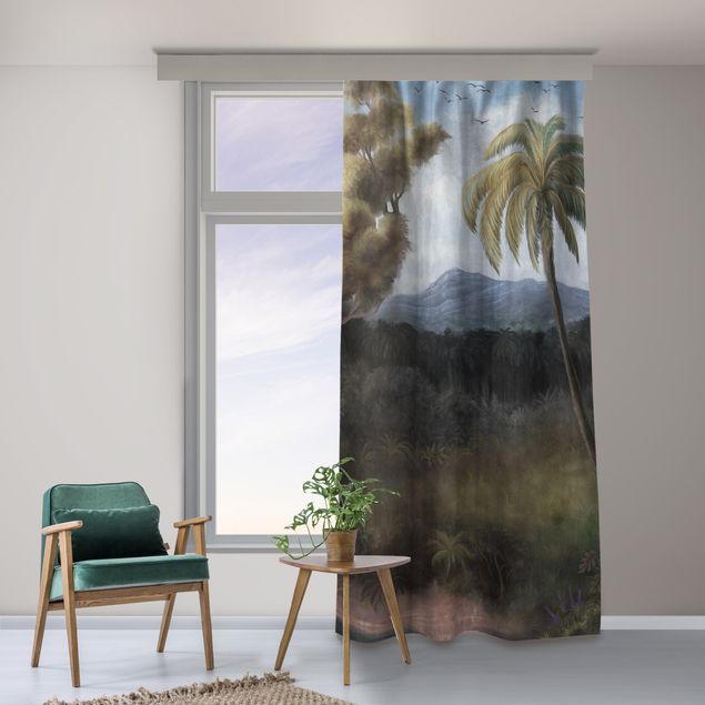 Vorhang modern Malerischer Vintage Dschungel