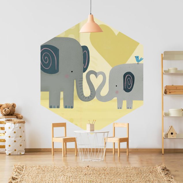 Wanddeko Büro Mama und ich - Elefanten