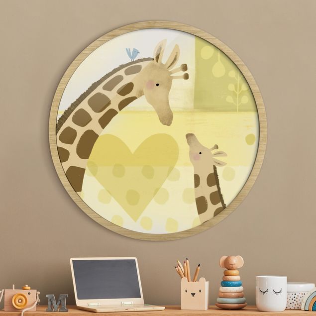 Wanddeko gelb Mama und ich - Giraffen