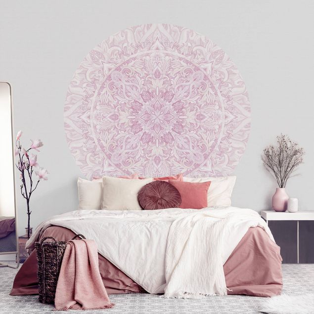 Wanddeko Wohnzimmer Mandala Aquarell Ornament rosa