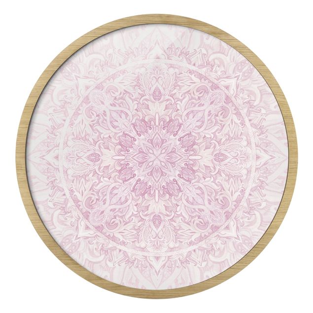 Wanddeko über Sofa Mandala Aquarell Ornament rosa