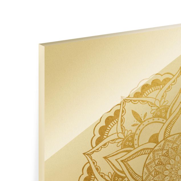 Wanddeko Treppenhaus Mandala Blüte Sonne Illustration Set Gold