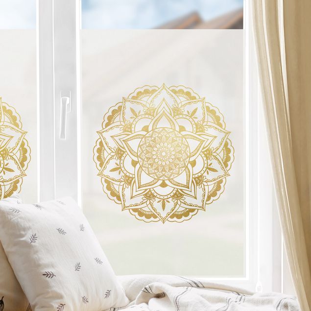 Wanddeko Schlafzimmer Mandala Illustration Ornament weiß gold