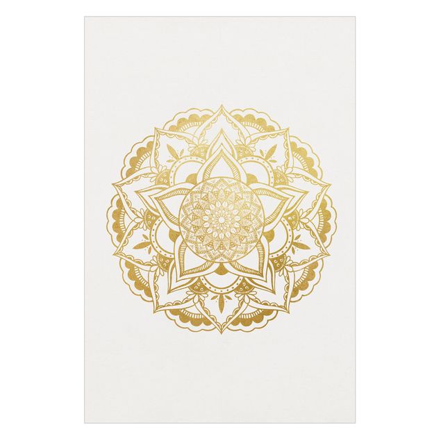 Wanddeko draußen Mandala Illustration Ornament weiß gold