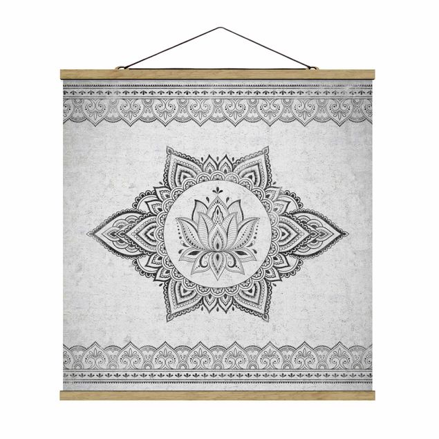 Wanddeko grau Mandala Lotus Betonoptik