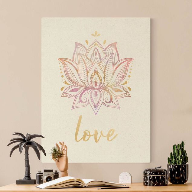 Wanddeko Schlafzimmer Mandala Namaste Lotus Set gold rosa