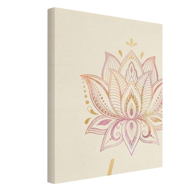 Wanddeko Büro Mandala Namaste Lotus Set gold rosa
