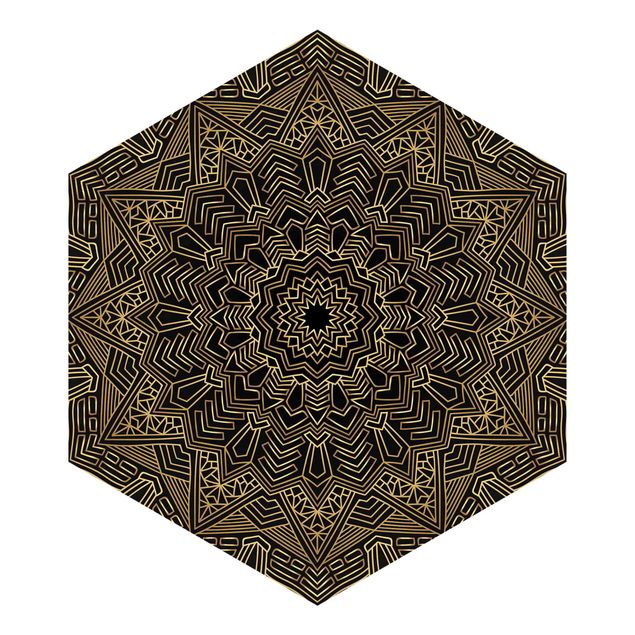 Wanddeko Treppenhaus Mandala Stern Muster gold schwarz