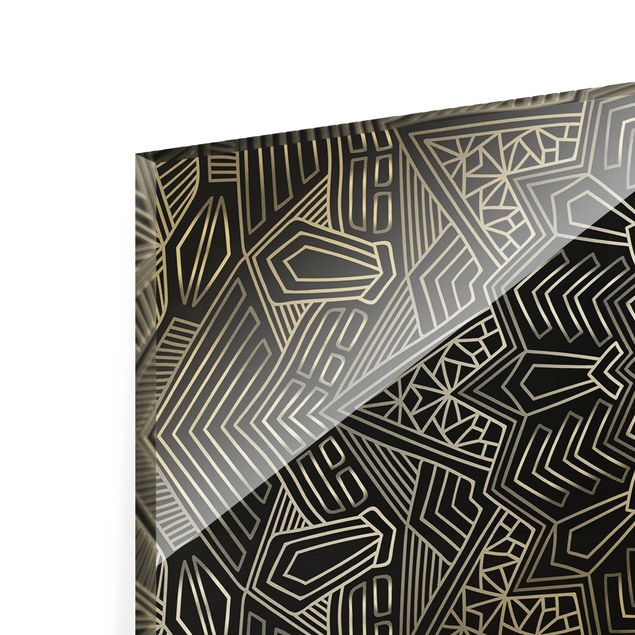Wanddeko über Sofa Mandala Stern Muster silber schwarz