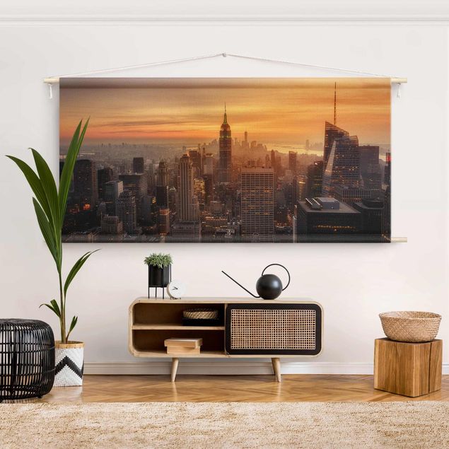 Wanddeko Wohnzimmer Manhattan Skyline Abendstimmung