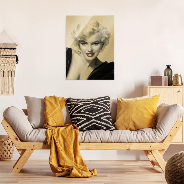 Wanddeko grau Marilyn auf Sofa