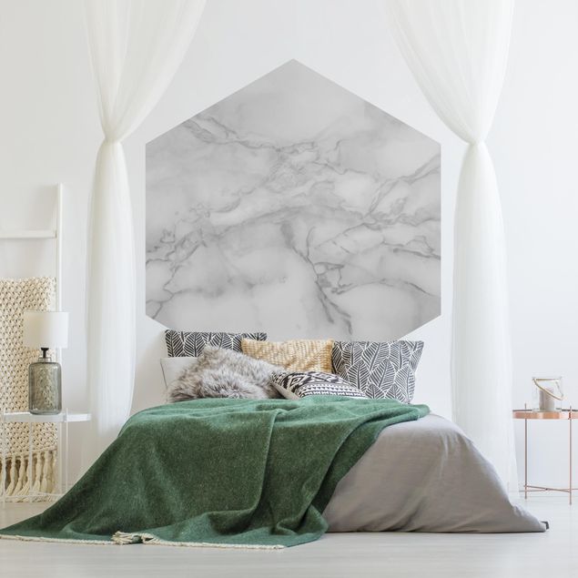 Wanddeko Schlafzimmer Marmoroptik Schwarz Weiß