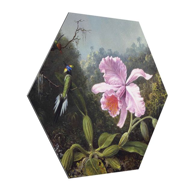 Wanddeko Büro Martin Johnson Heade - Stillleben mit Orchidee und zwei Kolibris