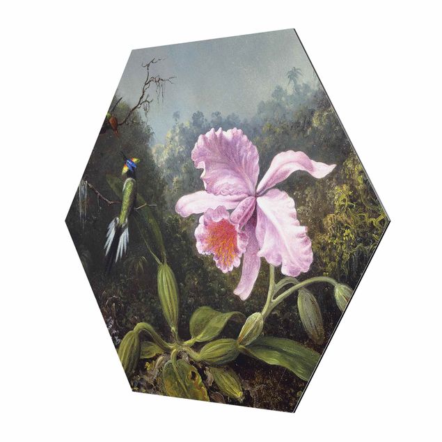 Wohndeko Orchidee Martin Johnson Heade - Stillleben mit Orchidee und zwei Kolibris