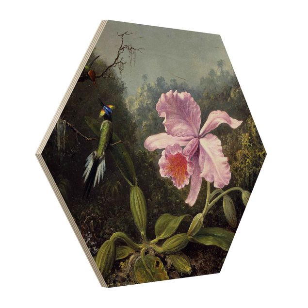 Wanddeko Büro Martin Johnson Heade - Stillleben mit Orchidee und zwei Kolibris